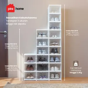 PIRA - KAMA PSR RAK SEPATU LIPAT 1 PINTU / KOTAK SEPATU TRANSPARAN / RAK SEPATU SUSUN TERTUTUP warna WHITE - PIRA - foto 3