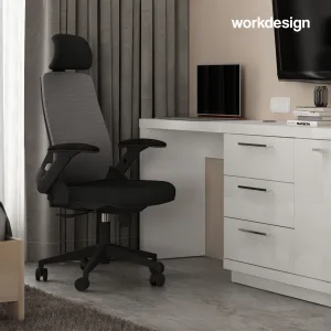 WORKDESIGN TANO PC KURSI KANTOR / KURSI KERJA ERGONOMIS DENGAN LUMBAR SUPPORT warna GREY - BLACK - WORKDESIGN - foto 2
