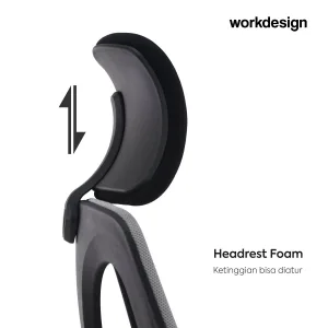 WORKDESIGN TANO PC KURSI KANTOR / KURSI KERJA ERGONOMIS DENGAN LUMBAR SUPPORT warna GREY - BLACK - WORKDESIGN - foto 6