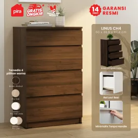 PIRA - LINUS CH4 LEMARI LACI warna BROWN WALNUT - PIRA - foto 1