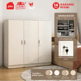 PIRA METROPOLIS OX - ARUNA BLS120 LEMARI PAKAIAN 3 PINTU FULL RAK warna LIGHT TAUPE - PIRA METROPOLIS OX - foto 1