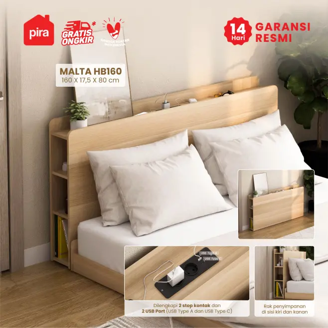 PIRA - MALTA HB160 HEADBOARD KASUR / SANDARAN KASUR / DIPAN / DIPAN TEMPAT TIDUR warna PRO OAK - PIRA - foto 1