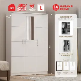 PIRA METROPOLIS -  ALBA BAZ 3P LEMARI PAKAIAN 3 PINTU warna WHITE - METROPOLIS - foto 1