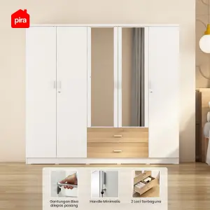 PIRA METROPOLIS OX -  ASTA 5PL A LEMARI PAKAIAN 5 PINTU DENGAN 2 LACI / LEMARI BAJU warna WHITE - PRO OAK - PIRA METROPOLIS - foto 5