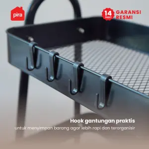 PIRA -  MIKU MKT3 RAK TROLI / RAK PENYIMPANAN / RAK SERBAGUNA / RAK BESI 3 SUSUN DENGAN RODA warna BLACK - PIRA - foto 5