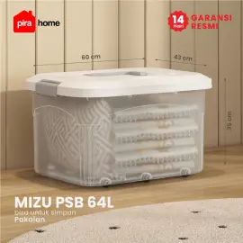 PIRA HOME - MIZU PSB 64L CONTAINER BOX / BOX PLASTIK / KOTAK PENYIMPANAN warna CLEAR WHITE - PIRA HOME - foto 1