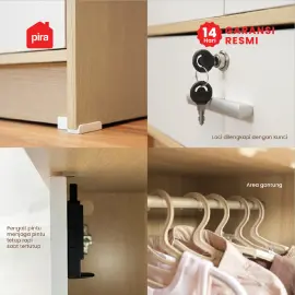 PIRA METROPOLIS OX - ARUNA BL4P 1DR LEMARI PAKAIAN / LEMARI BAJU FULL RAK DENGAN LACI PENYIMPANAN warna PRO OAK - WHITE - PIRA METROPOLIS OX - foto 6