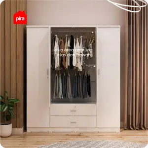 PIRA METROPOLIS OX - ASTA 4PL LEMARI PAKAIAN 4 PINTU DENGAN LACI warna WHITE - PIRA METROPOLIS OX - foto 3