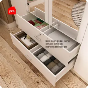 PIRA METROPOLIS OX - ASTA 4PL LEMARI PAKAIAN 4 PINTU DENGAN LACI warna WHITE - PIRA METROPOLIS OX - foto 6