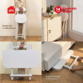 PIRA - COMPACT FT100 MEJA MAKAN / MEJA LIPAT / MEJA TERAS / MEJA CAFE / KURSI MAKAN / KURSI LIPAT / MEJA MAKAN SET KURSI warna WHITE MATTE - PIRA - foto 7