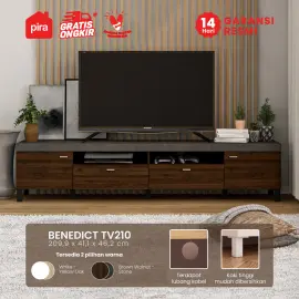 PIRA BAVARIAN - BENEDICT TV210 MEJA TV/RAK TV warna BROWN WALNUT - STONE - BAVARIAN - foto 1