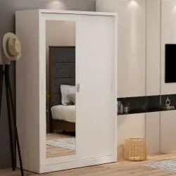 PIRA - STEEL 120 MWDSL LEMARI PAKAIAN BESI SLIDING / PINTU GESER warna WHITE - METROPOLIS - foto 1