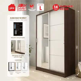 PIRA METROPOLIS - ALBA BAZ SL120LT LEMARI PAKAIAN 2 PINTU GESER warna AMERICAN WALNUT - WHITE - METROPOLIS - foto 1