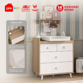 PIRA METROPOLIS - CHICCA CHT MEJA GANTI POPOK BAYI / BABY TAFEL / LEMARI SUSUN warna PRO OAK - WHITE SM - PIRA KIDS - foto 1