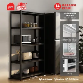 PIRA - HOGAN MSU 100X180 RAK BESI / RAK SUSUN SERBAGUNA / RAK SUSUN BESI / RAK PENYIMPANAN warna BLACK - PIRA - foto 1