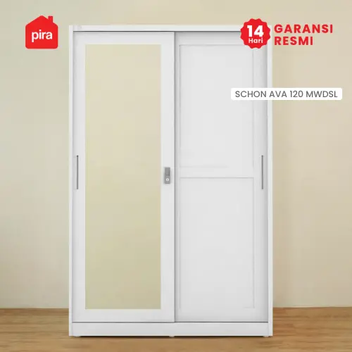 PIRA - SCHON AVA 120 MWDSL LEMARI PAKAIAN BESI SLIDING / PINTU GESER warna WHITE - PIRA - foto 4