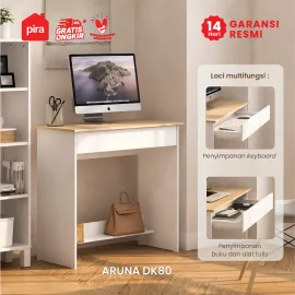 PIRA METROPOLIS OX - ARUNA DK80 MEJA BELAJAR / MEJA KOMPUTER / MEJA KERJA warna WHITE - PRO OAK - PIRA METROPOLIS OX - foto 1