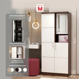 PIRA METROPOLIS - ALBA BAZ WDD2 LEMARI PAKAIAN 2 PINTU DENGAN KACA RIAS warna AMERICAN WALNUT - WHITE - METROPOLIS - foto 1