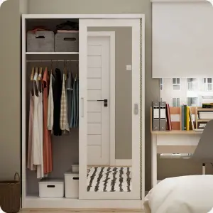 PIRA METROPOLIS - STAHL 120 MWDSL LEMARI PAKAIAN BESI SLIDING / PINTU GESER warna WHITE - OLIVE - METROPOLIS - foto 2