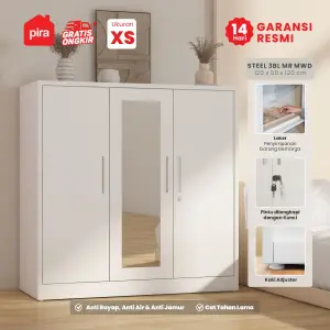 PIRA - STEEL 3BL MR MWD LEMARI PAKAIAN BESI 3 PINTU / LEMARI KECIL / LEMARI PAKAIAN ANAK warna WHITE - PIRA - foto 1