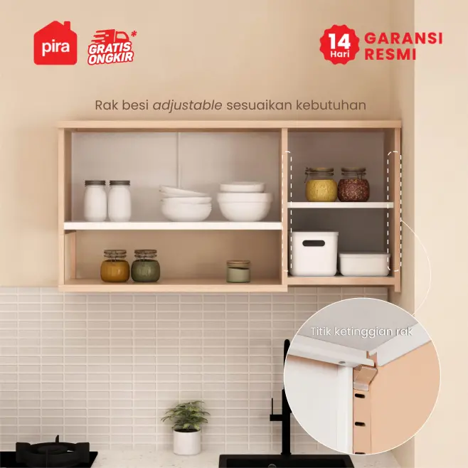 PIRA -  CUISI MKCWU KITCHEN SET / RAK DAPUR BESI / LEMARI DAPUR BESI / RAK DAPUR warna PRO OAK - WHITE - PIRA - foto 3