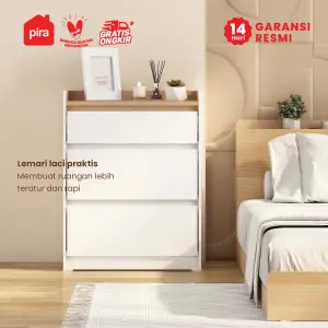 PIRA METROPOLIS - NILS CH3 LEMARI LACI 3 SUSUN / DRAWER / LEMARI SUSUN warna WHITE - PRO OAK - PIRA METROPOLIS - foto 2