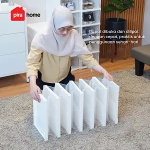 PIRA - KAMA PSR RAK SEPATU LIPAT 1 PINTU / KOTAK SEPATU TRANSPARAN / RAK SEPATU SUSUN TERTUTUP warna WHITE - PIRA - foto 5