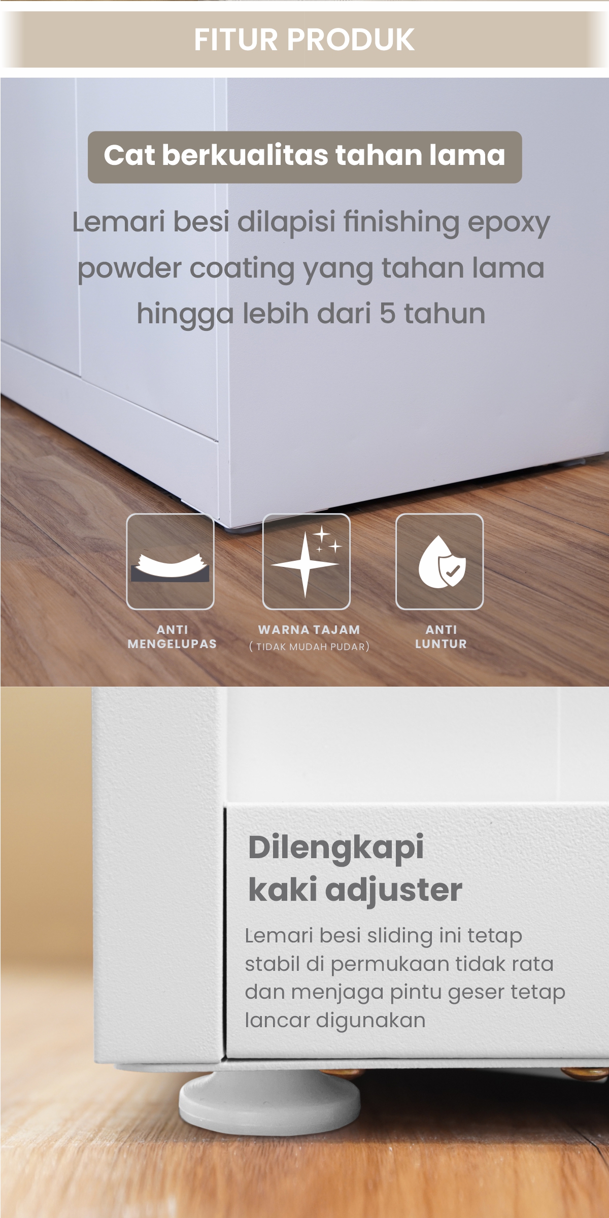 Infografik PIRA OX -  RALF 90A MWDSL LEMARI PAKAIAN BESI SLIDING / PINTU GESER warna WHITE - PIRA - halaman 3