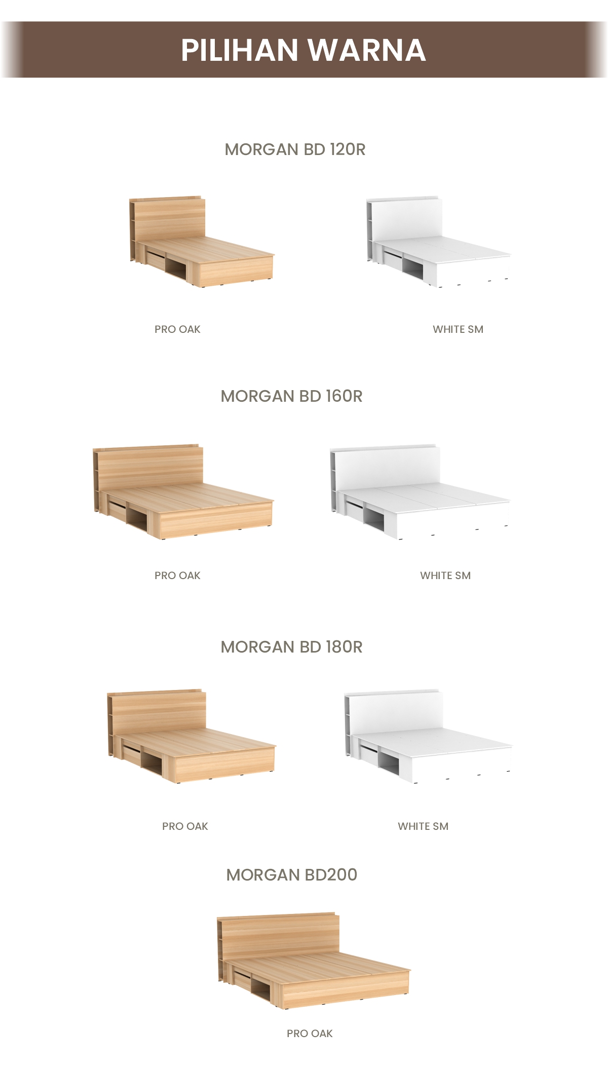 Infografik PIRA - MORGAN BD 160 DIPAN / RANJANG / TEMPAT TIDUR DENGAN LACI PENYIMPANAN warna PRO OAK - PIRA - halaman 5