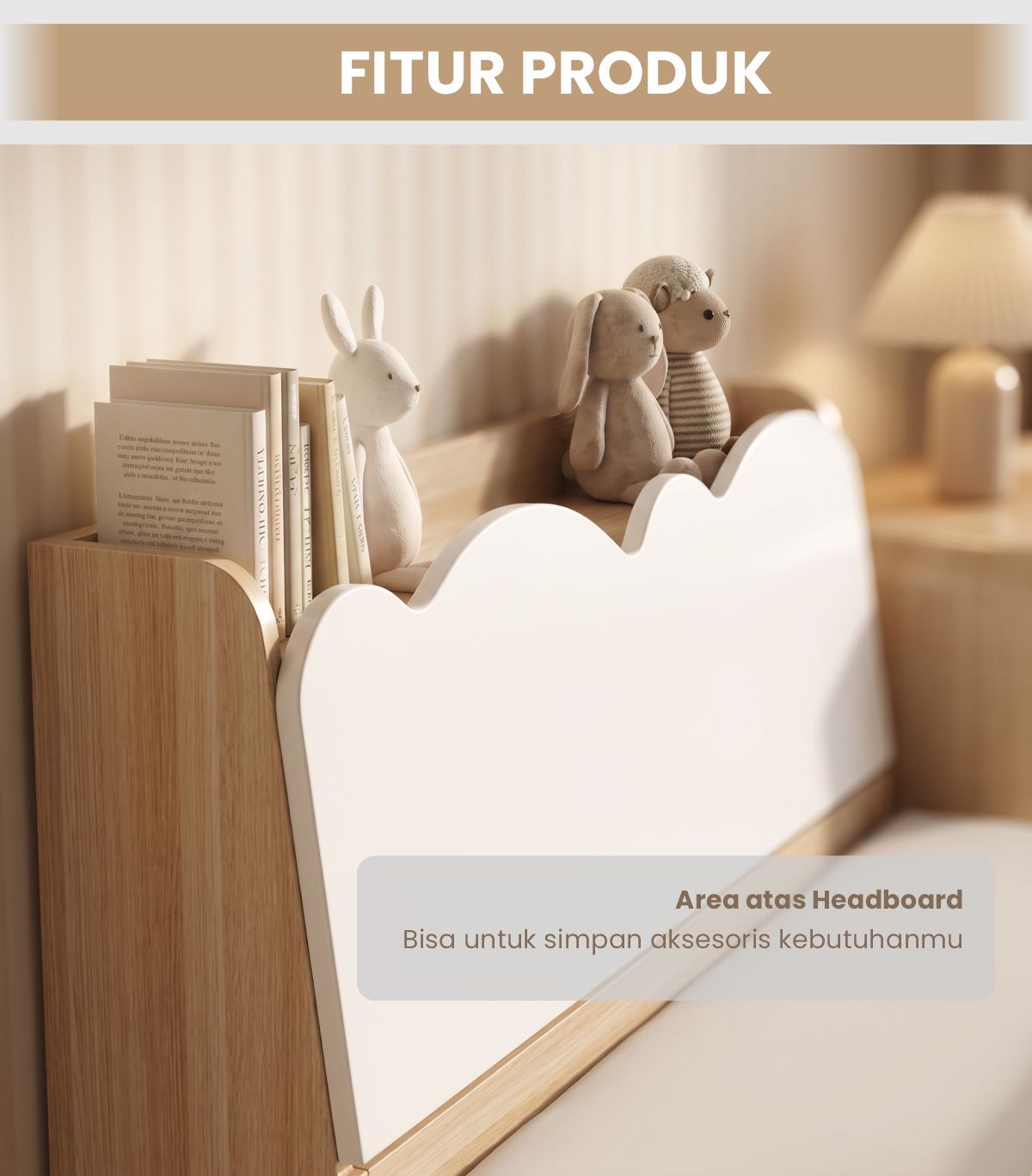Infografik PIRA KIDS -  KUMMO HB100 HEADBOARD KASUR / SANDARAN KASUR / DIPAN / DIPAN TEMPAT TIDUR warna PRO OAK - WHITE - PIRA KIDS - halaman 3
