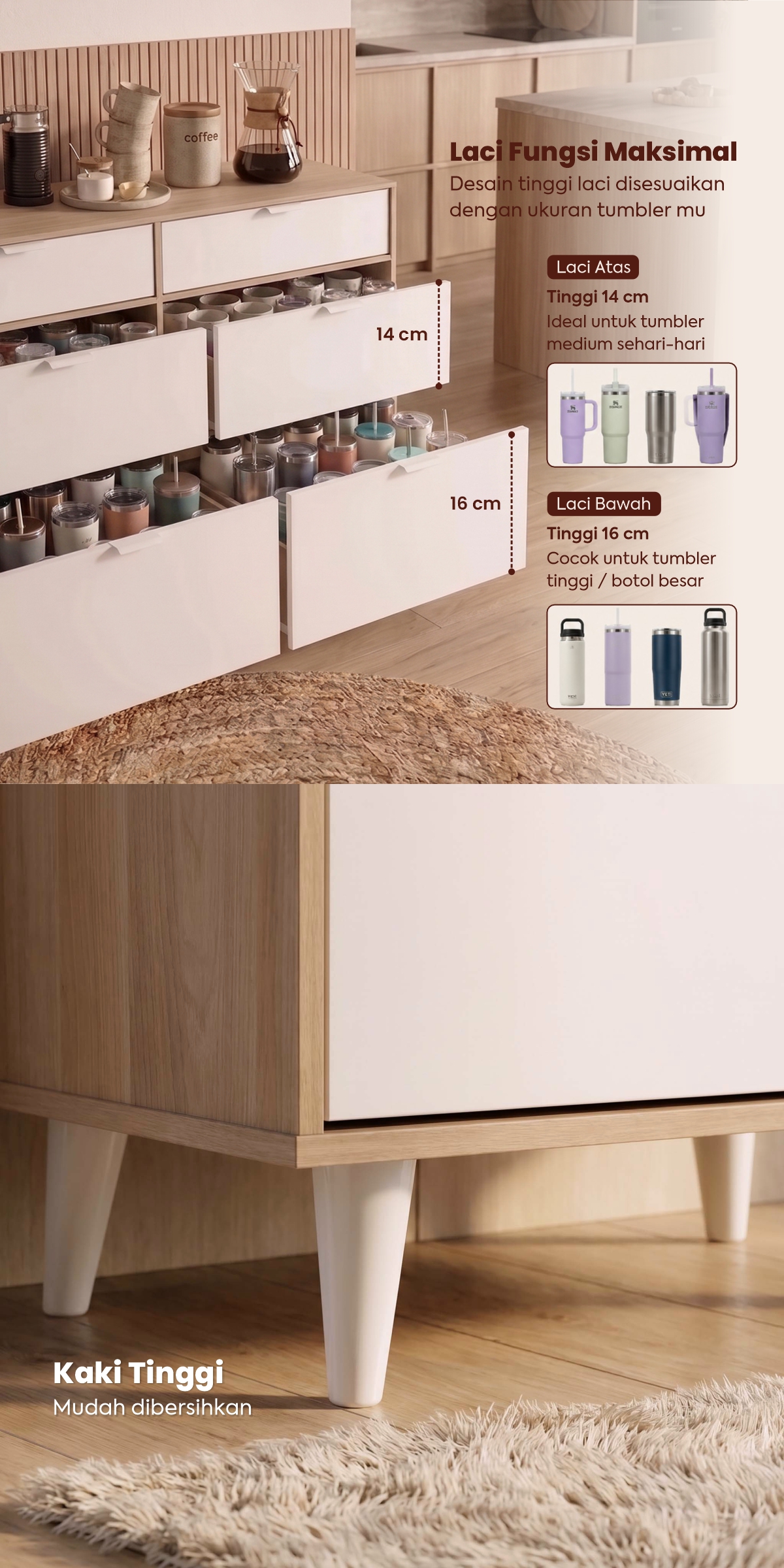 Infografik PIRA METROPOLIS -  BELATRIX CH3+3 LEMARI LACI / LEMARI SUSUN / DRAWER / LEMARI PENYIMPANAN warna PRO OAK - WHITE - PIRA METROPOLIS OX - halaman 4