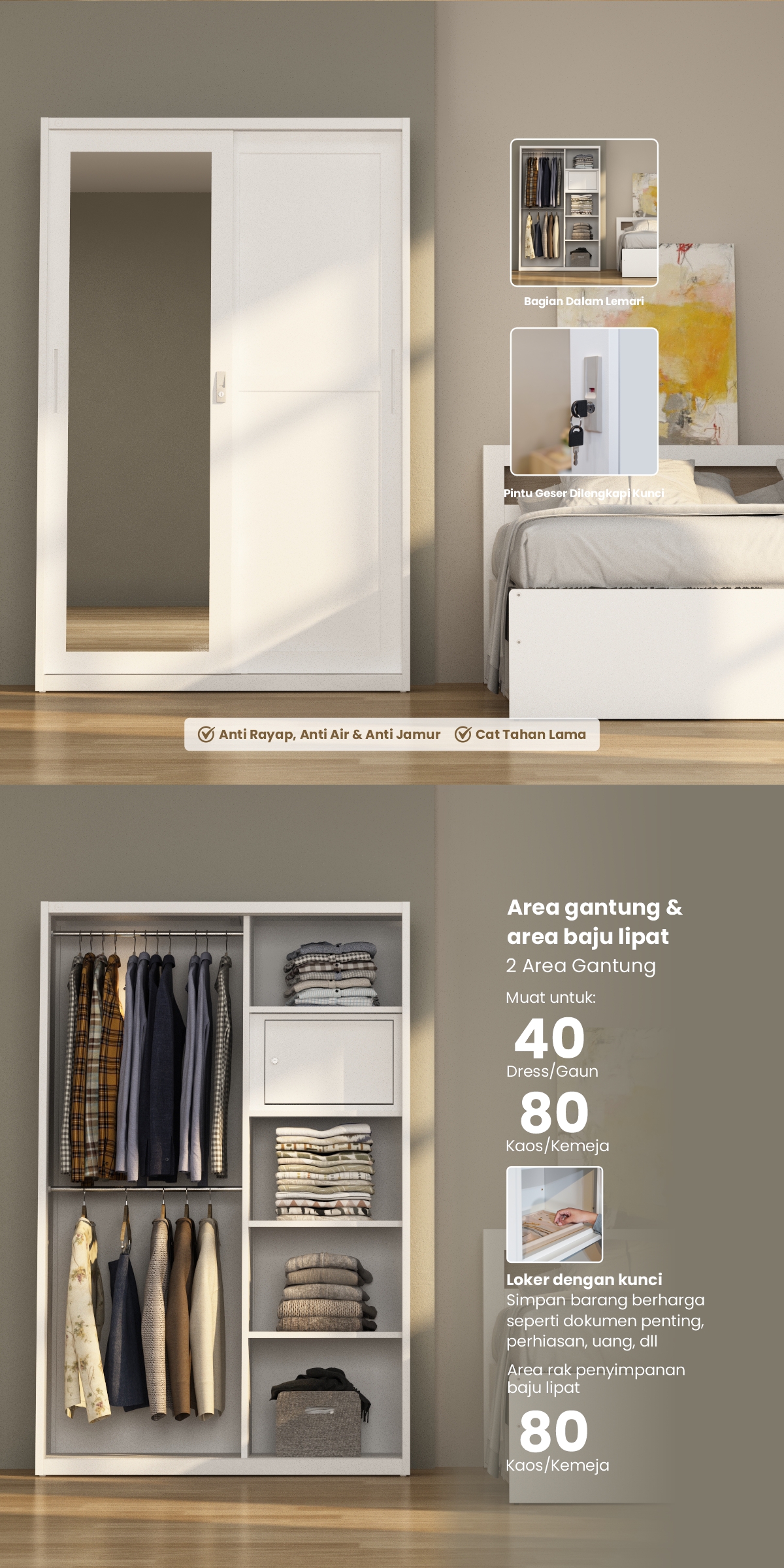 Infografik PIRA -  SCHON AVA 120 MWDSL LEMARI PAKAIAN BESI SLIDING / PINTU GESER warna WHITE - PIRA - halaman 2