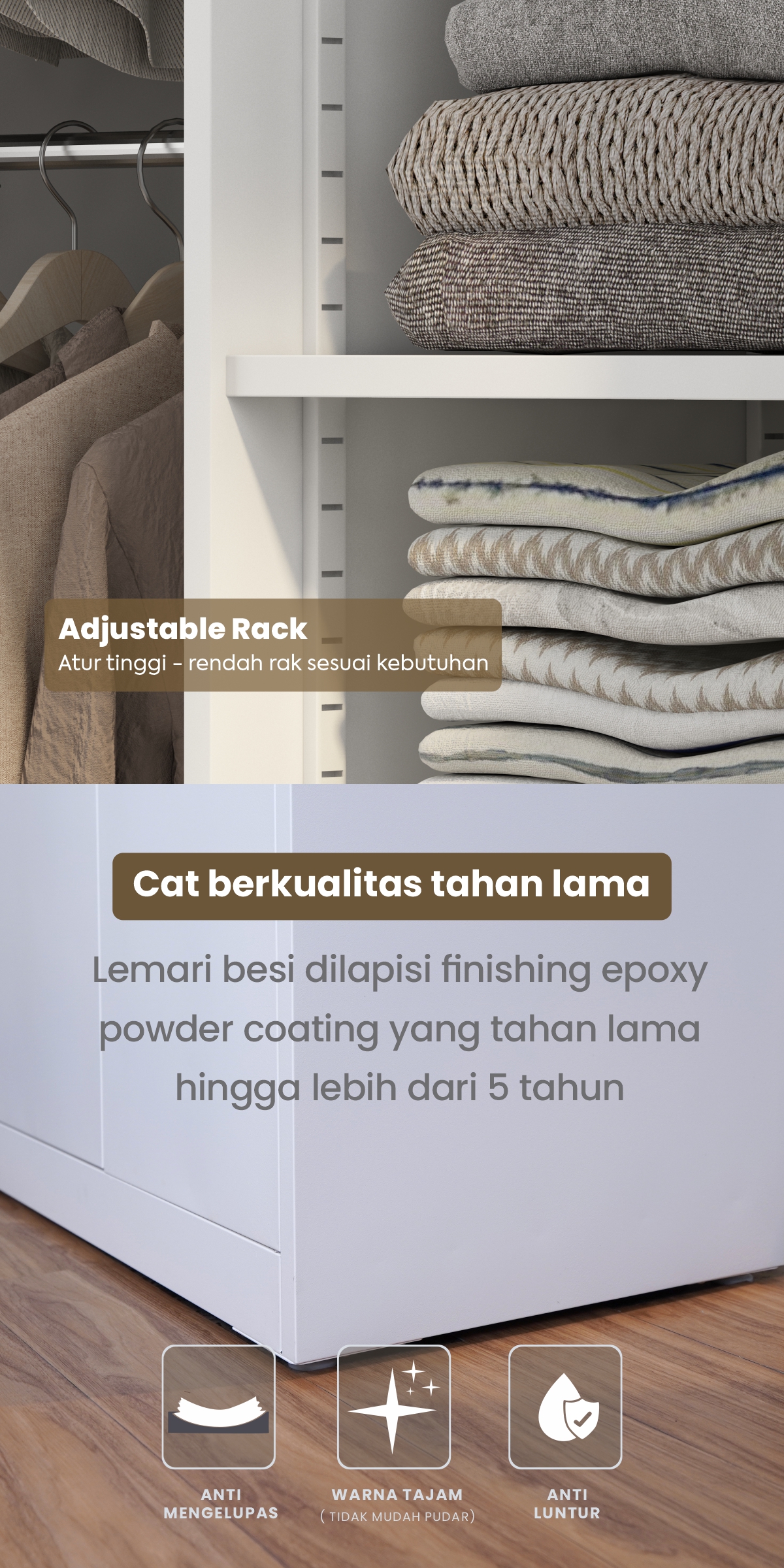 Infografik PIRA -  SCHON AVA 120 MWDSL LEMARI PAKAIAN BESI SLIDING / PINTU GESER warna WHITE - PIRA - halaman 4