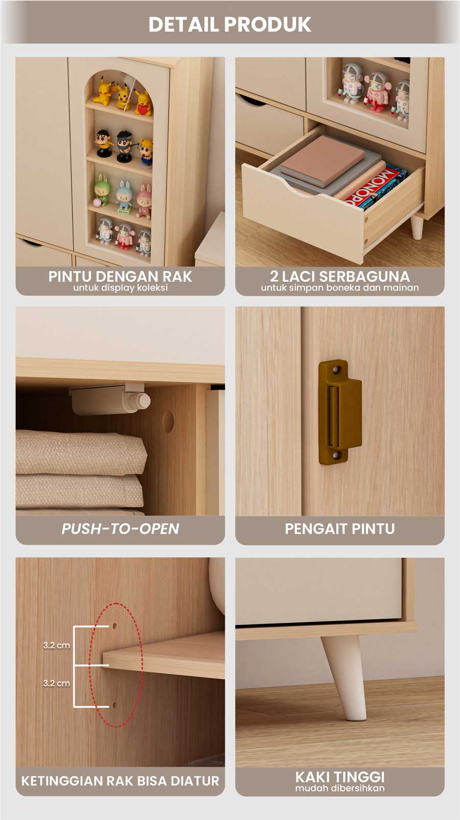 Infografik PIRA METROPOLIS - HANZEL RSG80 RAK SERBAGUNA / RAK DISPLAY warna PRO OAK - LIGHT TAUPE - PIRA METROPOLIS - halaman 3