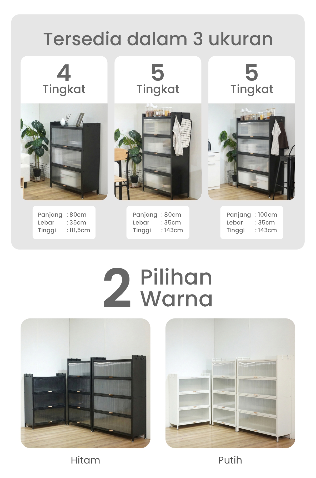 Infografik PIRA - REGALL AVA MSU 80T4 LEMARI DAPUR / RAK DAPUR / RAK DAPUR BESI / RAK SUSUN SERBAGUNA warna WHITE - PIRA - halaman 8