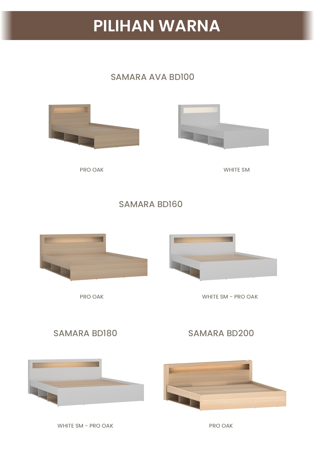 Infografik PIRA -  SAMARA BD200 DIPAN / RANJANG / TEMPAT TIDUR DENGAN LACI PENYIMPANAN DAN LED warna PRO OAK - PIRA - halaman 4