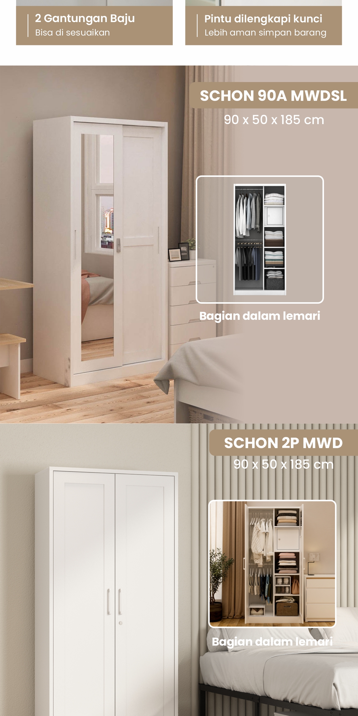 Infografik PIRA - SCHON 120A N MWDSL LEMARI PAKAIAN BESI SLIDING / PINTU GESER warna WHITE - PIRA - halaman 4
