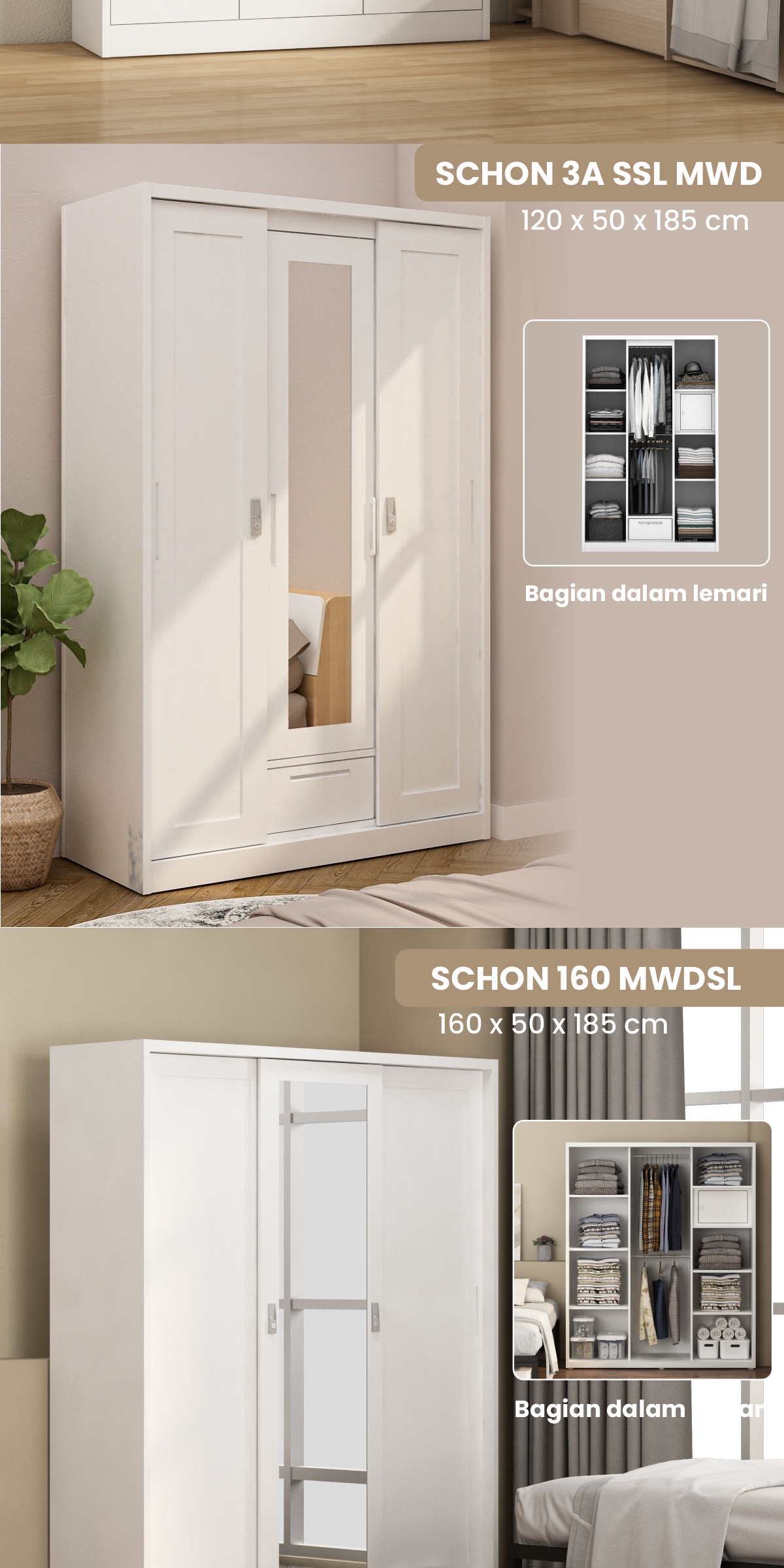 Infografik PIRA - SCHON 120A N MWDSL LEMARI PAKAIAN BESI SLIDING / PINTU GESER warna WHITE - PIRA - halaman 6