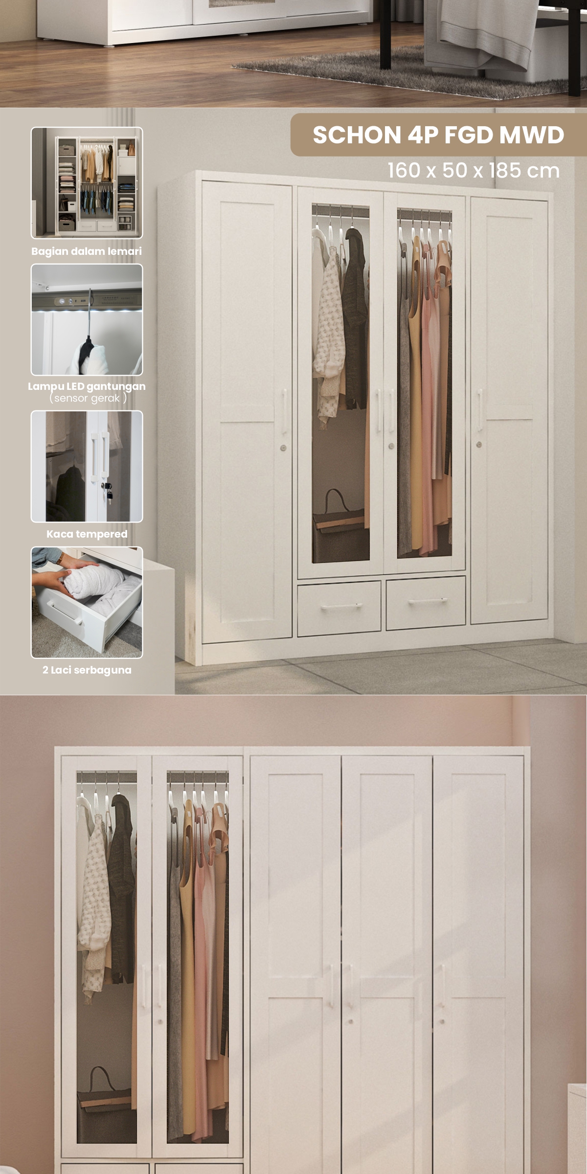 Infografik PIRA - SCHON 120A N MWDSL LEMARI PAKAIAN BESI SLIDING / PINTU GESER warna WHITE - PIRA - halaman 7