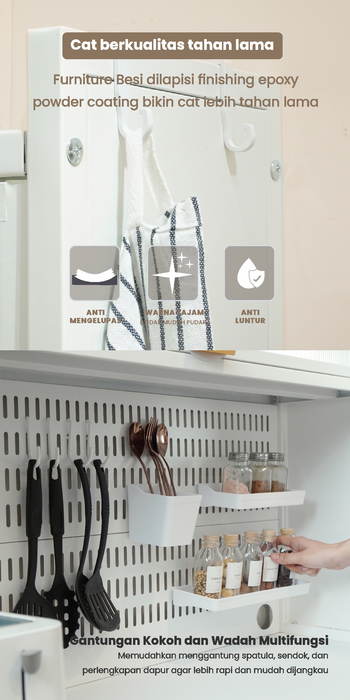 Infografik PIRA - ESSEN AVA MKC 80T5 LEMARI DAPUR / RAK DAPUR / RAK OVEN / RAK MICROWAVE / RAK PIRING / RAK DAPUR BESI warna WHITE - PIRA - halaman 3