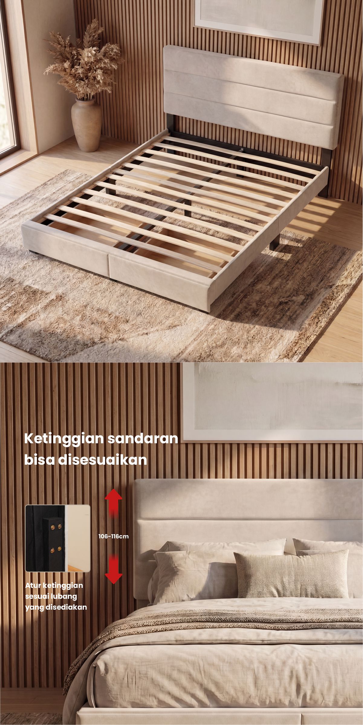 Infografik PIRA - PALMA BD180 PLATFORM BED / DIPAN / DIPAN TEMPAT TIDUR / RANJANG KASUR / DIPAN DENGAN LACI PENYIMPANAN warna GREY - PIRA - halaman 3