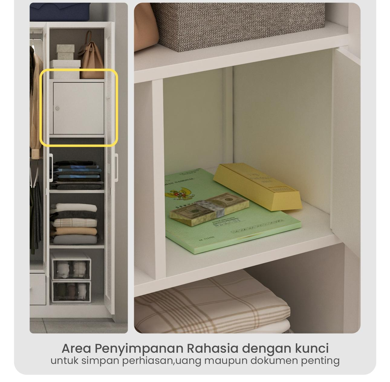 Infografik PIRA - SCHON 4P FGD MWD LEMARI PAKAIAN BESI 4 PINTU DENGAN LACI DAN LED warna WHITE - PIRA - halaman 6