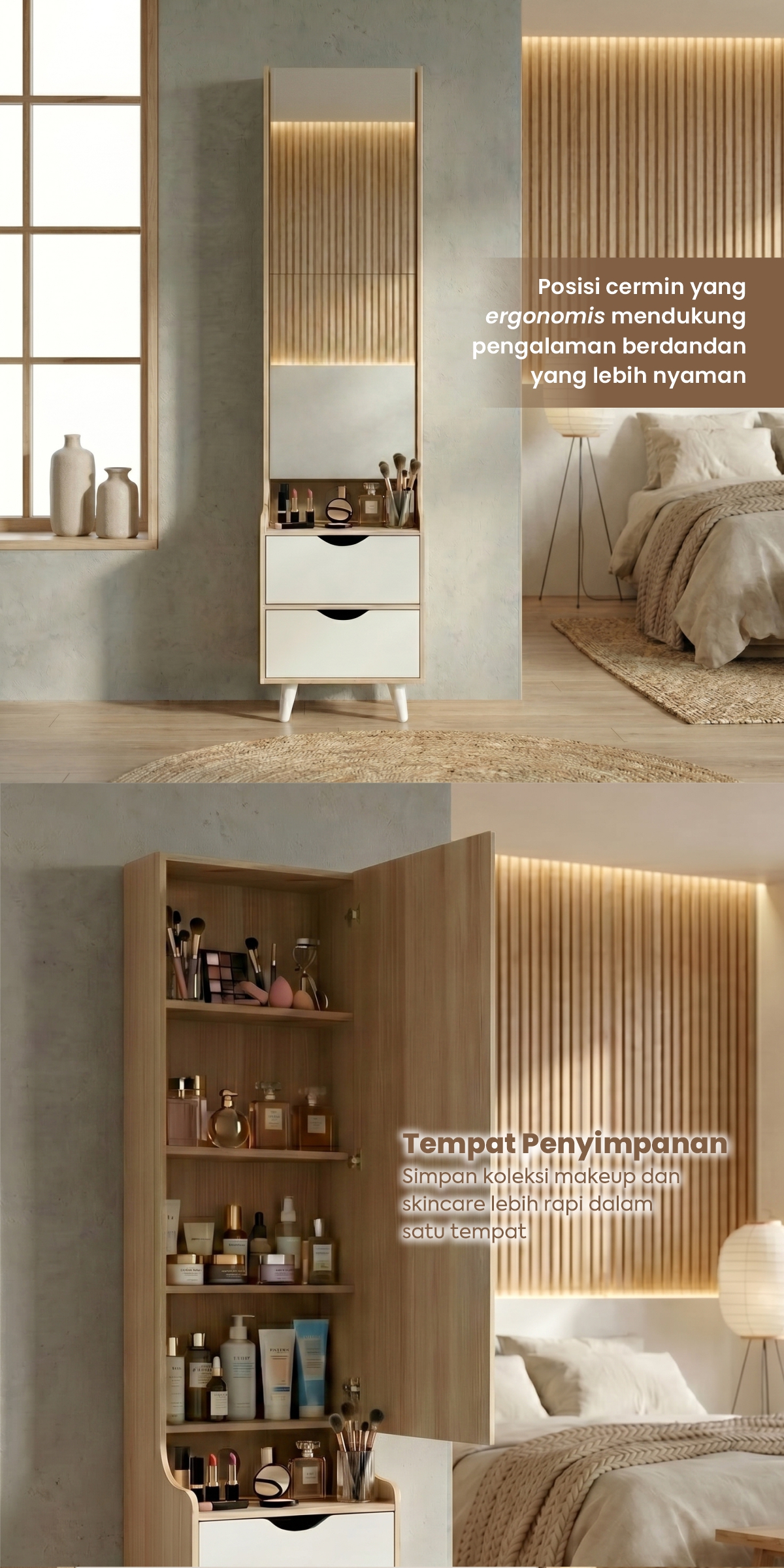 Infografik PIRA METROPOLIS OX - FUJI DS40 MEJA RIAS / CERMIN FULL BODY / MEJA RIAS MINIMALIS warna PRO OAK - WHITE - PIRA - halaman 2