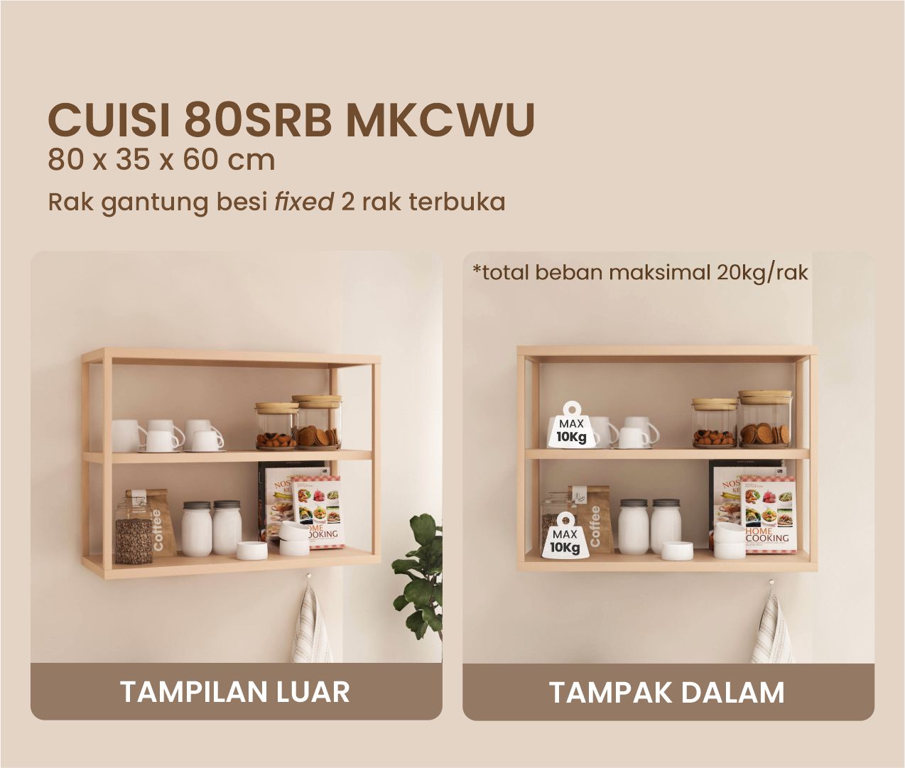 Infografik PIRA -  CUISI MKCWU KITCHEN SET / RAK DAPUR BESI / LEMARI DAPUR BESI / RAK DAPUR warna PRO OAK - WHITE - PIRA - halaman 4