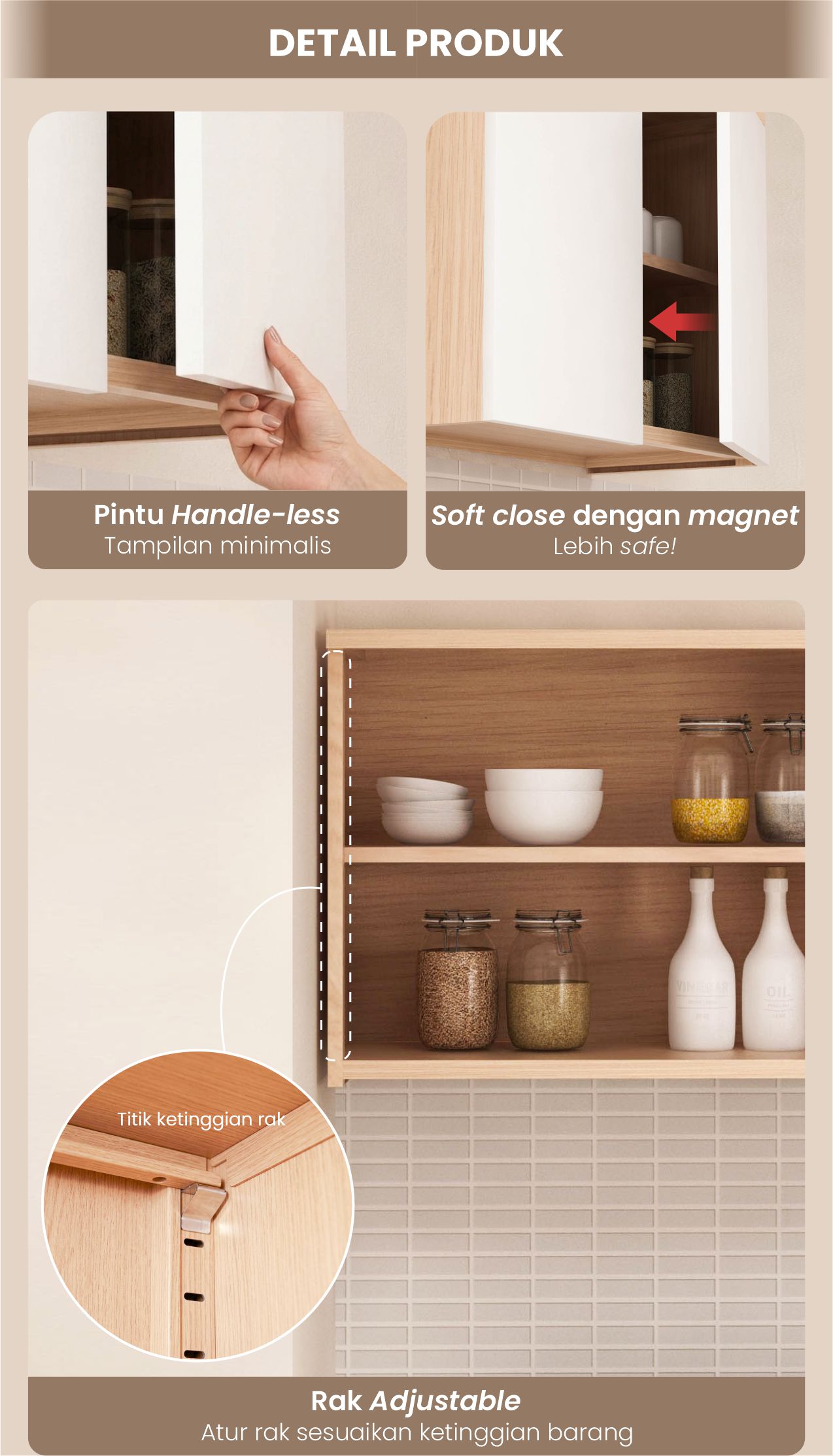 Infografik PIRA -  CUISI MKCWU KITCHEN SET / RAK DAPUR BESI / LEMARI DAPUR BESI / RAK DAPUR warna PRO OAK - WHITE - PIRA - halaman 6