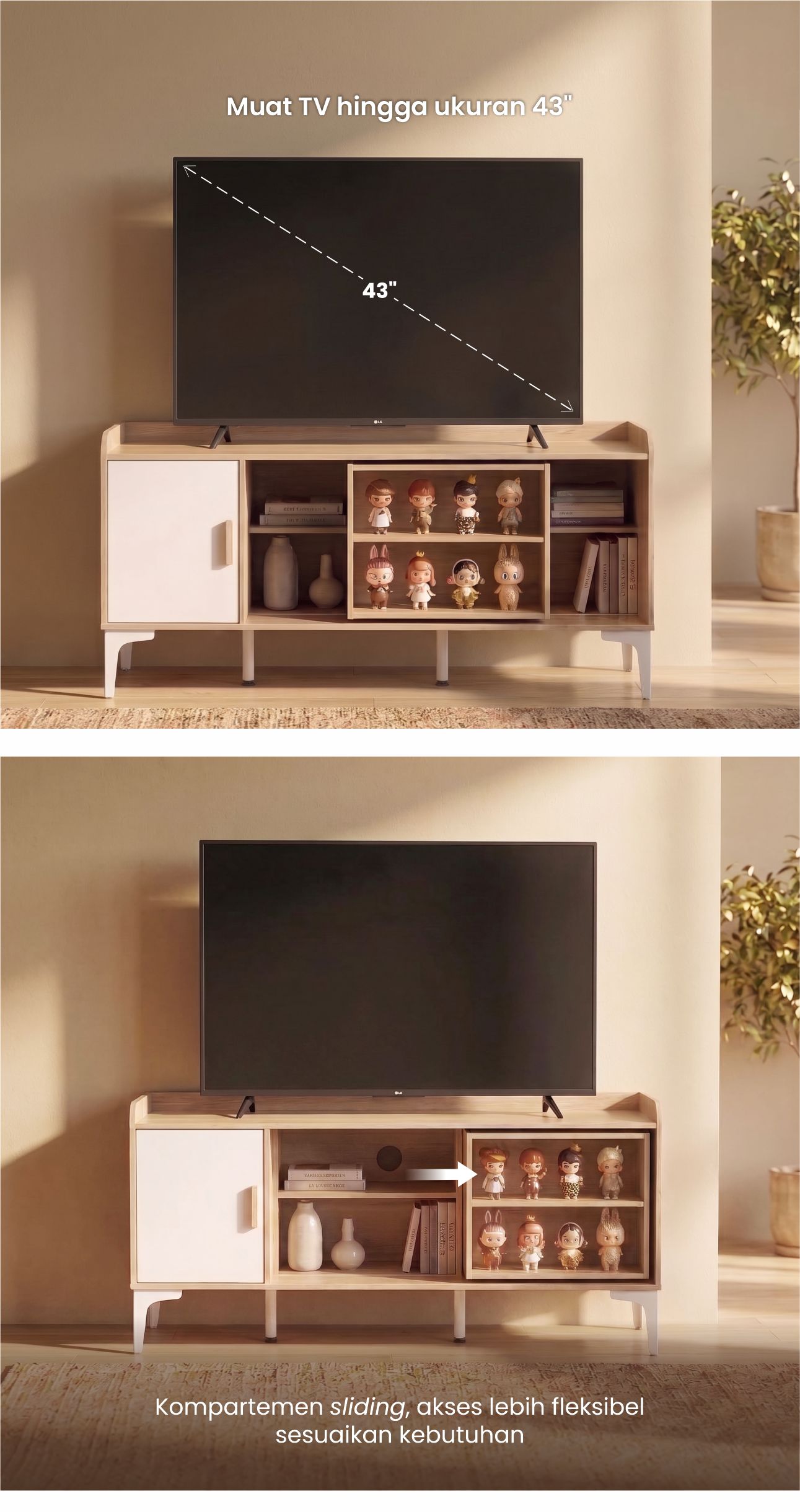 Infografik PIRA METROPOLIS -  TANA TV120 MEJA TV / RAK TV / KABINET TV/ LEMARI TV warna PRO OAK - WHITE - PIRA METROPOLIS - halaman 2