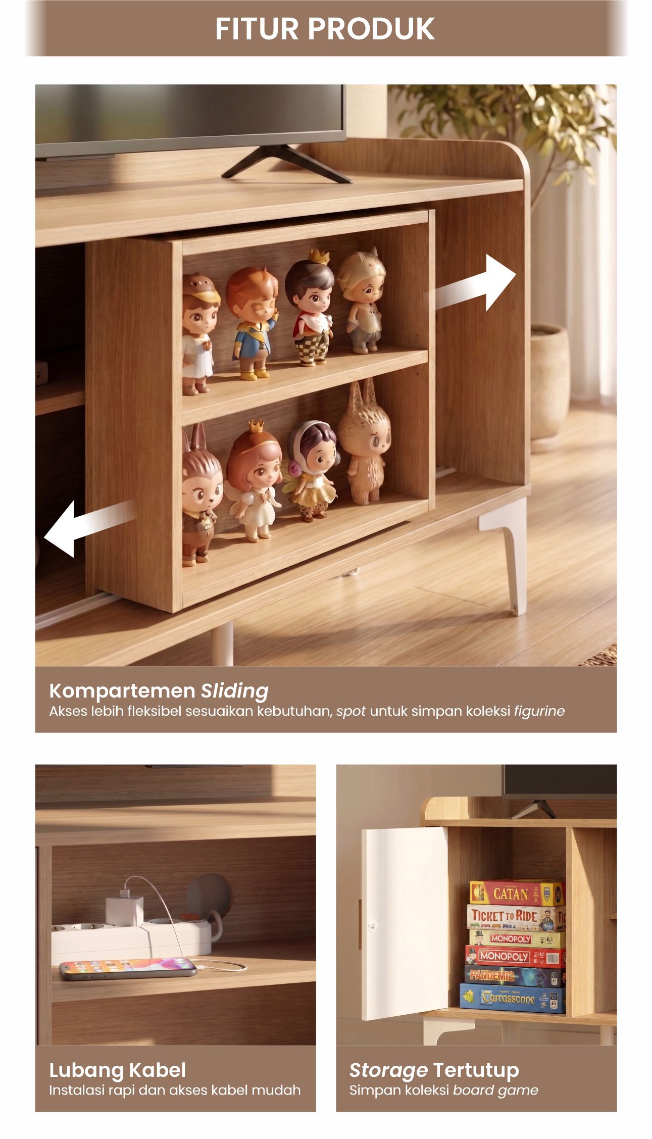 Infografik PIRA METROPOLIS -  TANA TV120 MEJA TV / RAK TV / KABINET TV/ LEMARI TV warna PRO OAK - WHITE - PIRA METROPOLIS - halaman 4