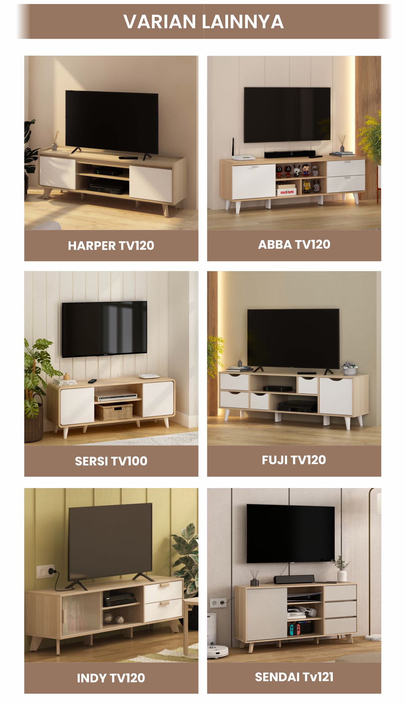Infografik PIRA METROPOLIS -  TANA TV120 MEJA TV / RAK TV / KABINET TV/ LEMARI TV warna PRO OAK - WHITE - PIRA METROPOLIS - halaman 7