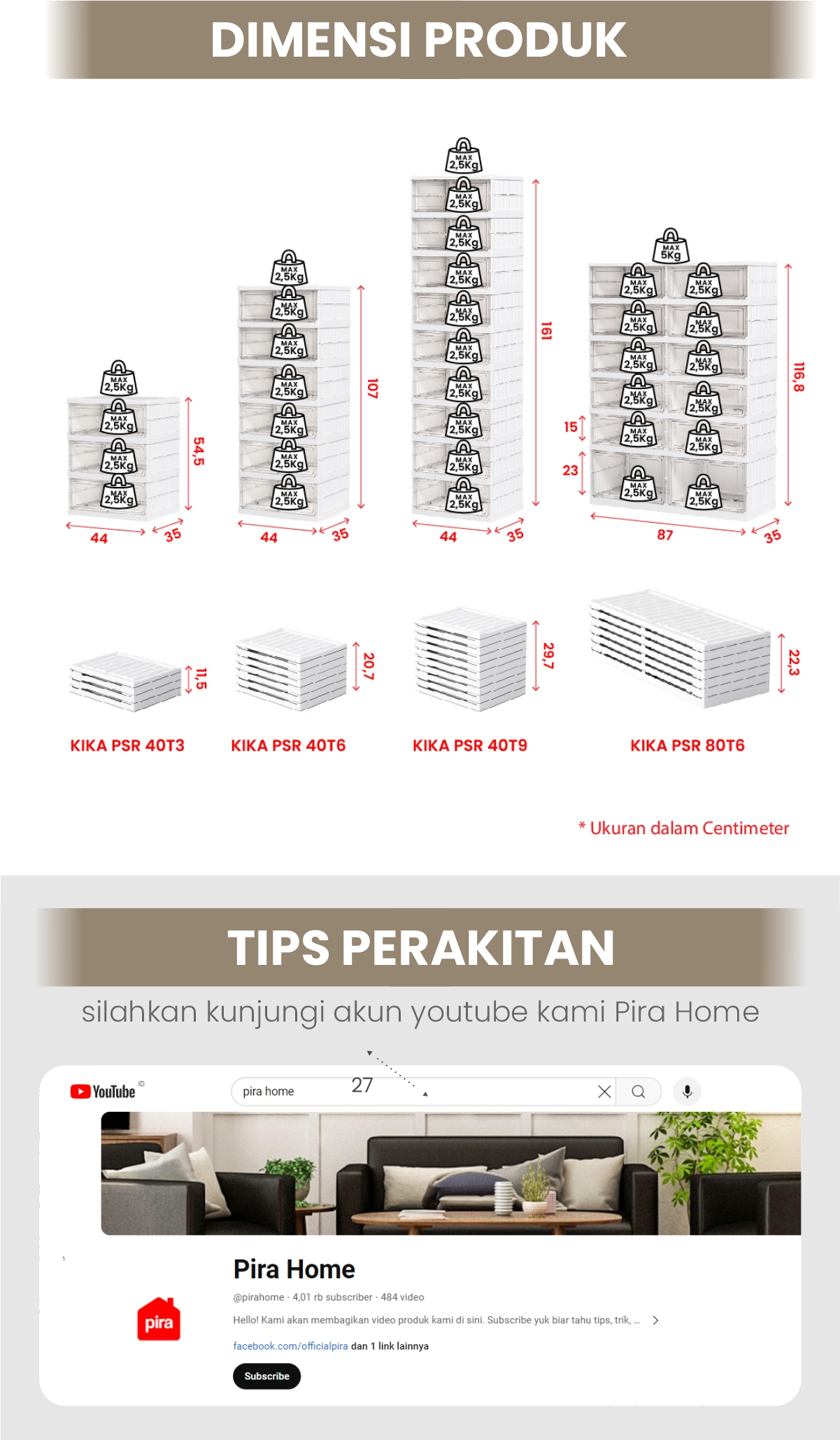 Infografik PIRA -  KIKA PSR RAK SEPATU LIPAT 2 PINTU / KOTAK SEPATU TRANSPARAN / RAK SEPATU SUSUN TERTUTUP warna WHITE - PIRA - halaman 6