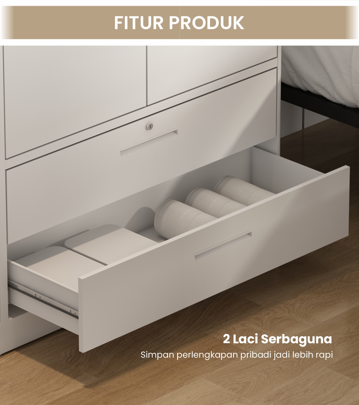 Infografik PIRA -  STEEL 4P 2BDR MWD LEMARI PAKAIAN BESI 4 PINTU / LEMARI BAJU / LEMARI BESI JUMBO DENGAN 2 LACI DAN RAK DISPLAY warna WHITE - PIRA - halaman 3